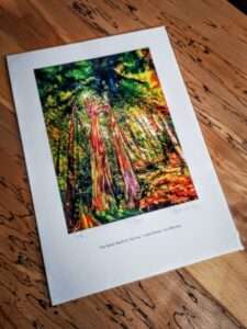Chainsaw and Brush Giant Hand of Vyrnwy prints lying on a table