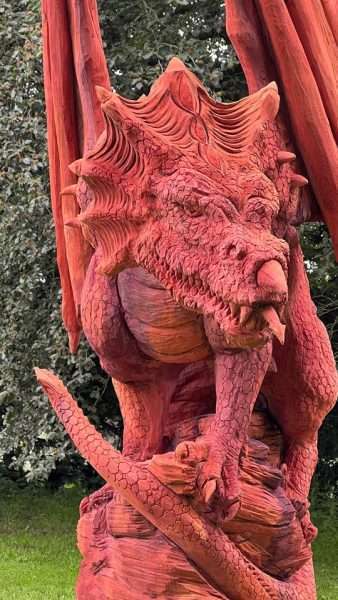 red dragon wood carving
